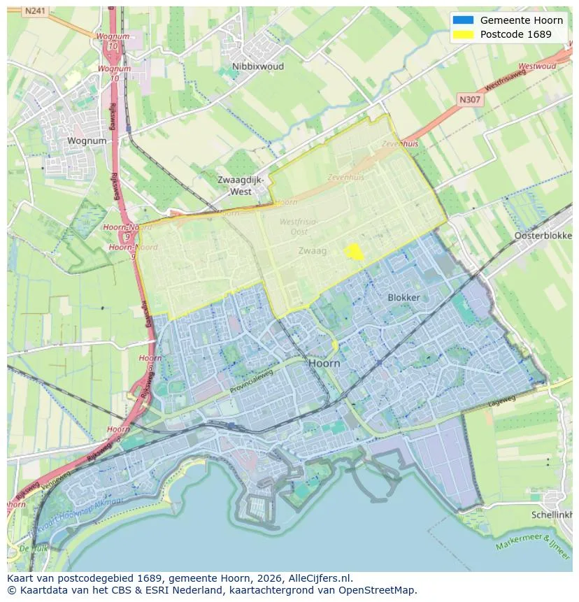 Postcodekaart voor 1689