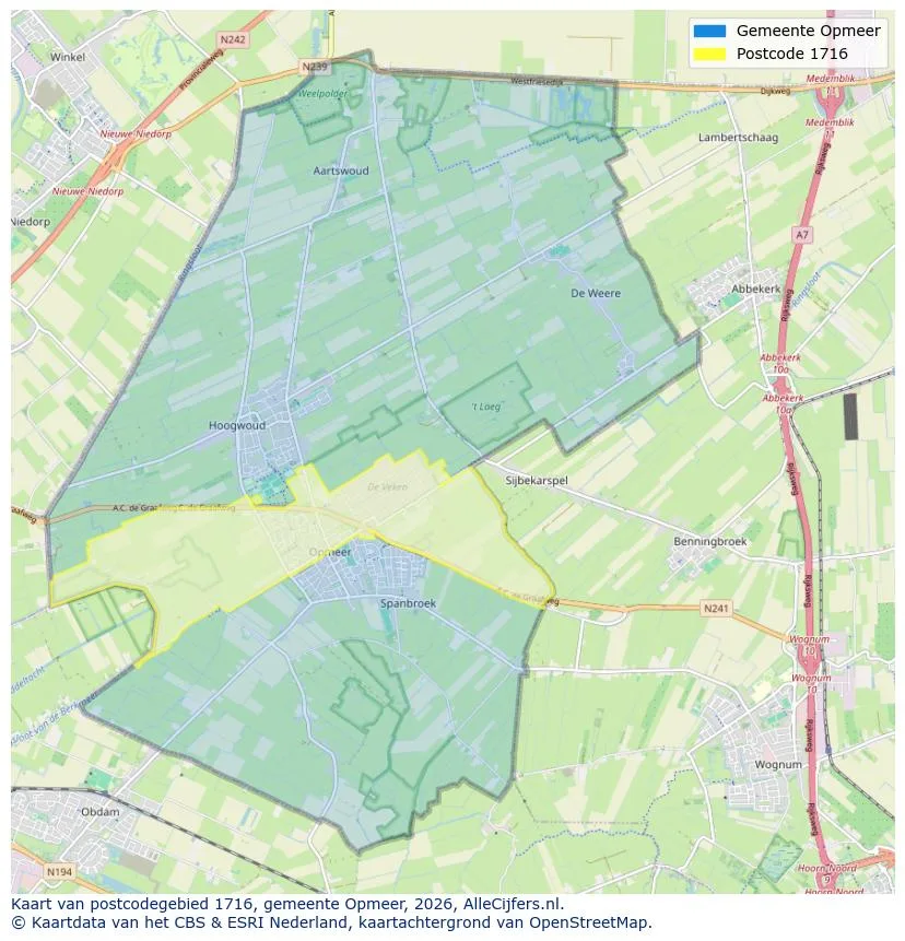 Mapa de códigos postales para 1716
