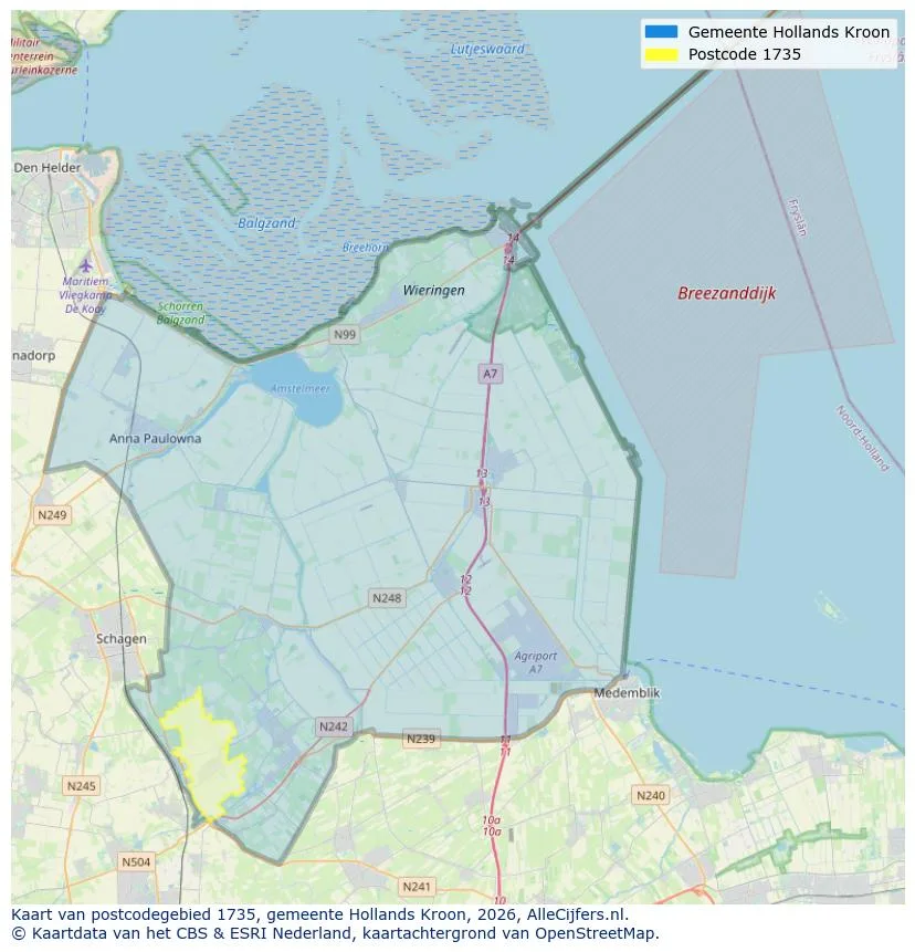 Mapa de códigos postales para 1735