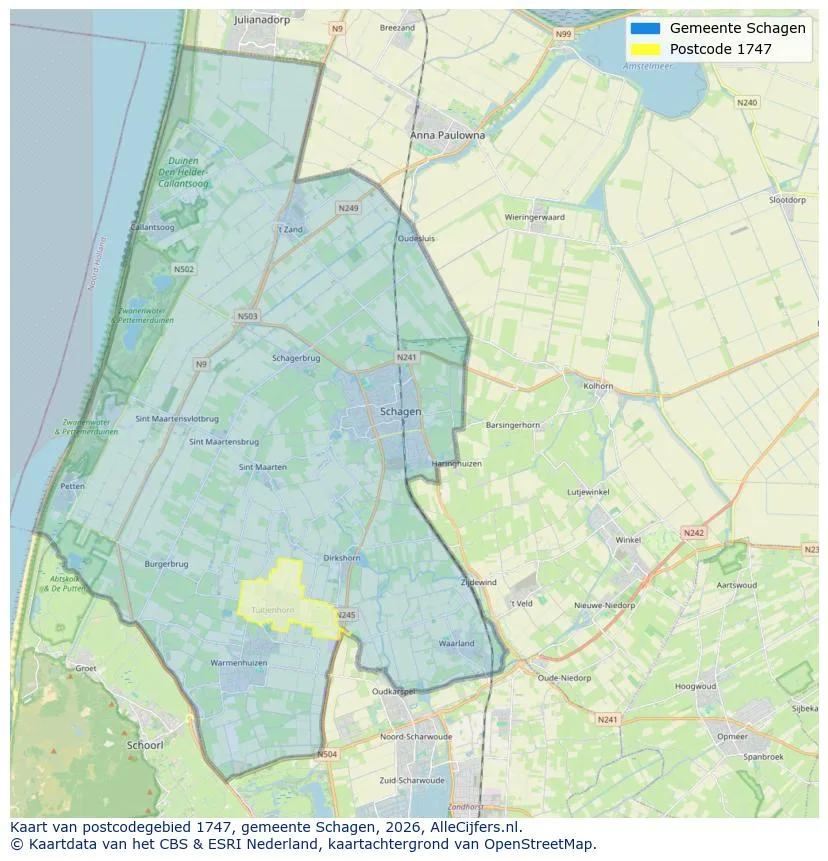 Postcodekaart voor 1747