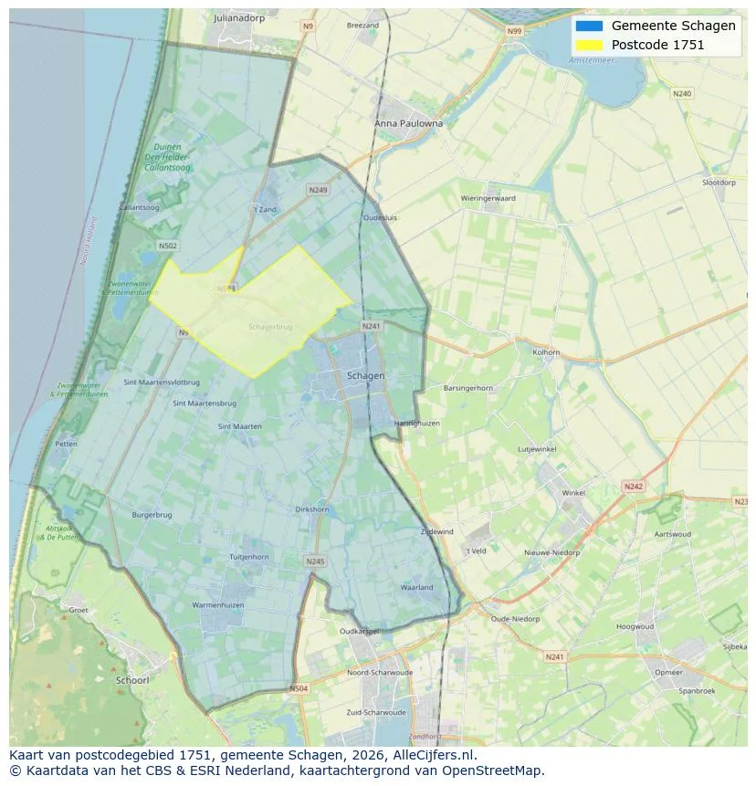 Postcodekaart voor 1751