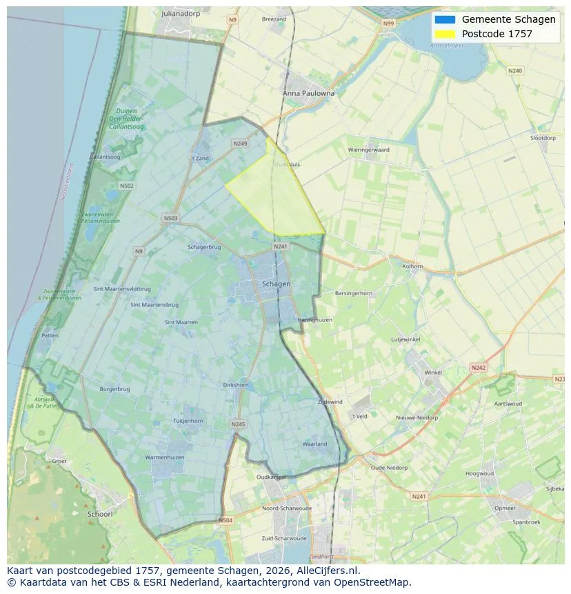 Mapa de códigos postales para 1757