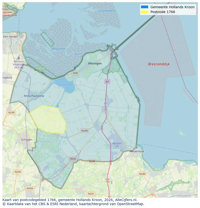 Postcodekaart voor 1766