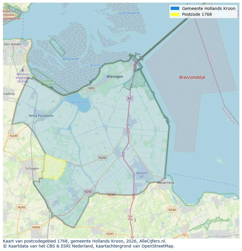 Postcodekaart voor 1768