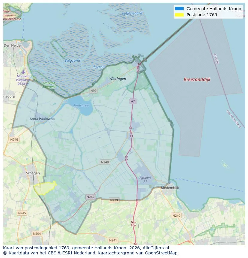 Postcodekaart voor 1769