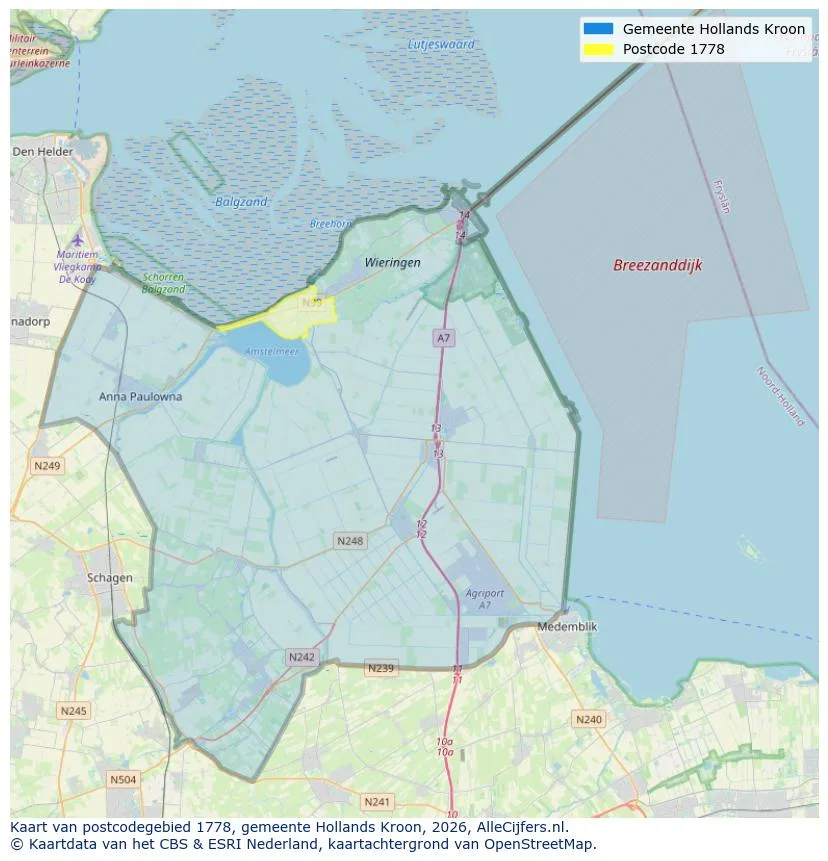 Postcodekaart voor 1778