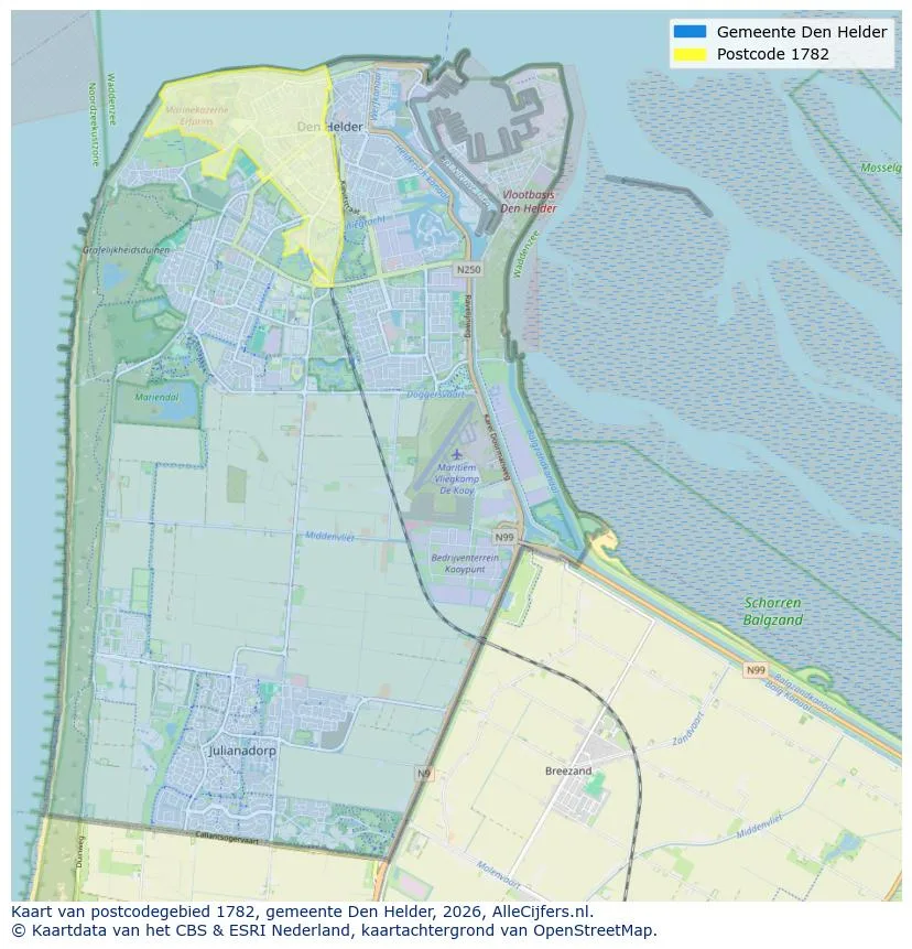 Mapa de códigos postales para 1782