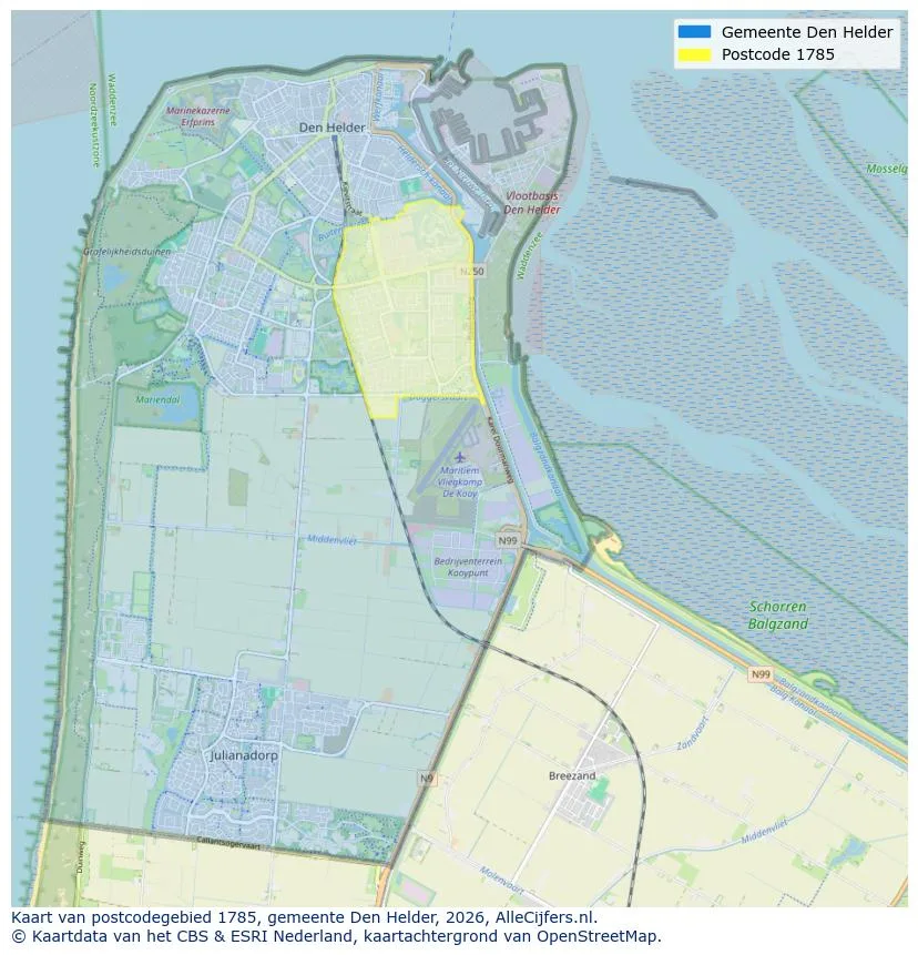 Postcode map for 1785