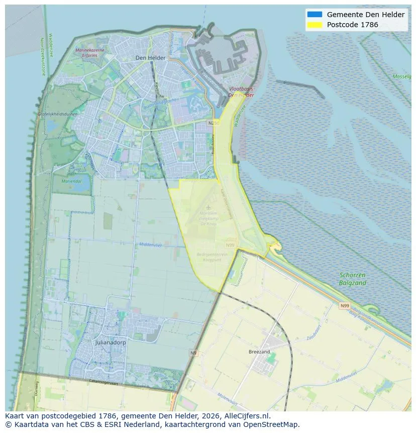 Postcodekaart voor 1786