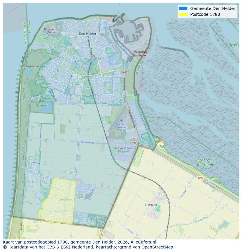 Postcodekaart voor 1788