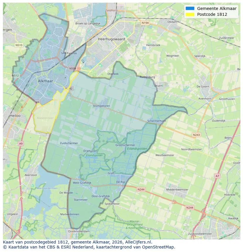 Mapa de códigos postales para 1812
