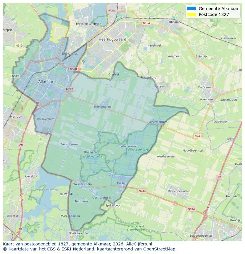 Postcodekaart voor 1827