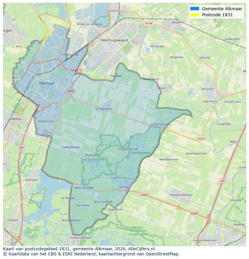 Postcodekaart voor 1831