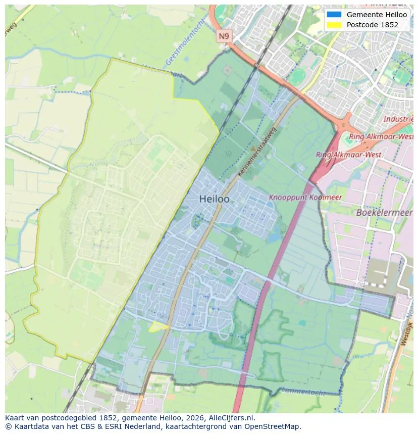 Postcodekaart voor 1852