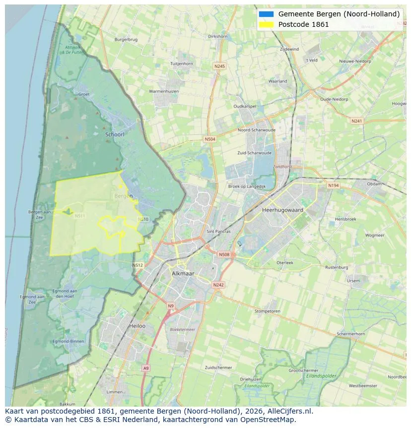 Postcodekaart voor 1861