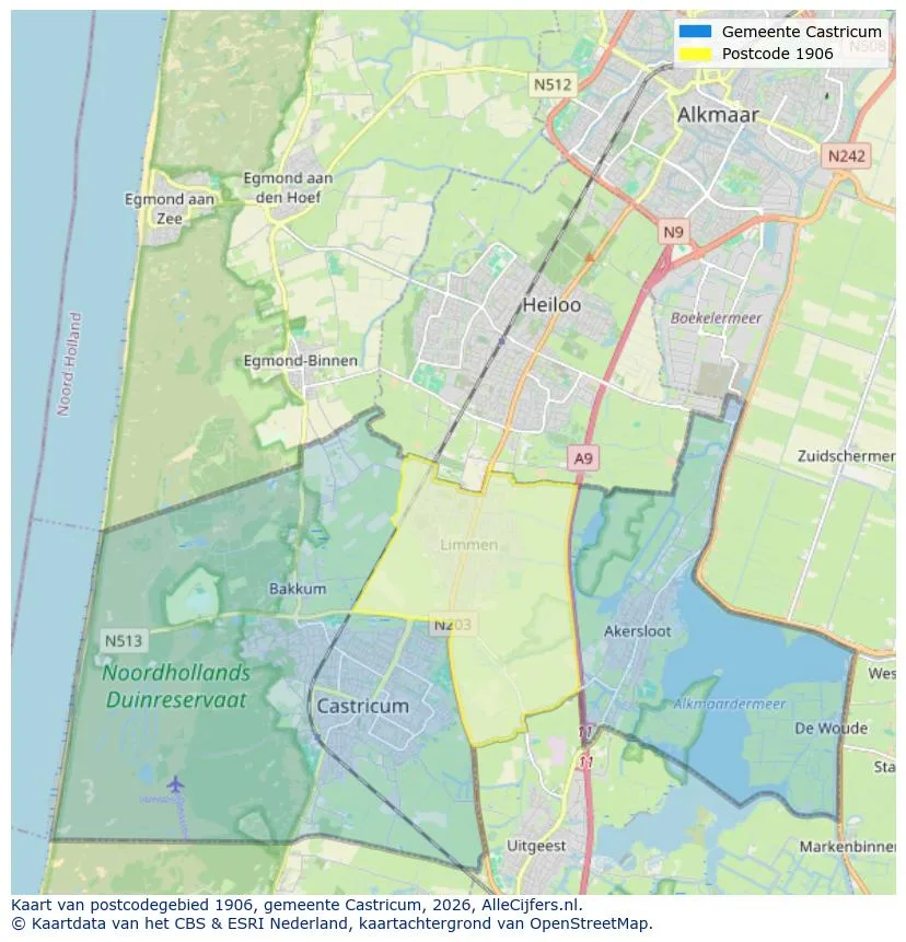 Mapa de códigos postales para 1906