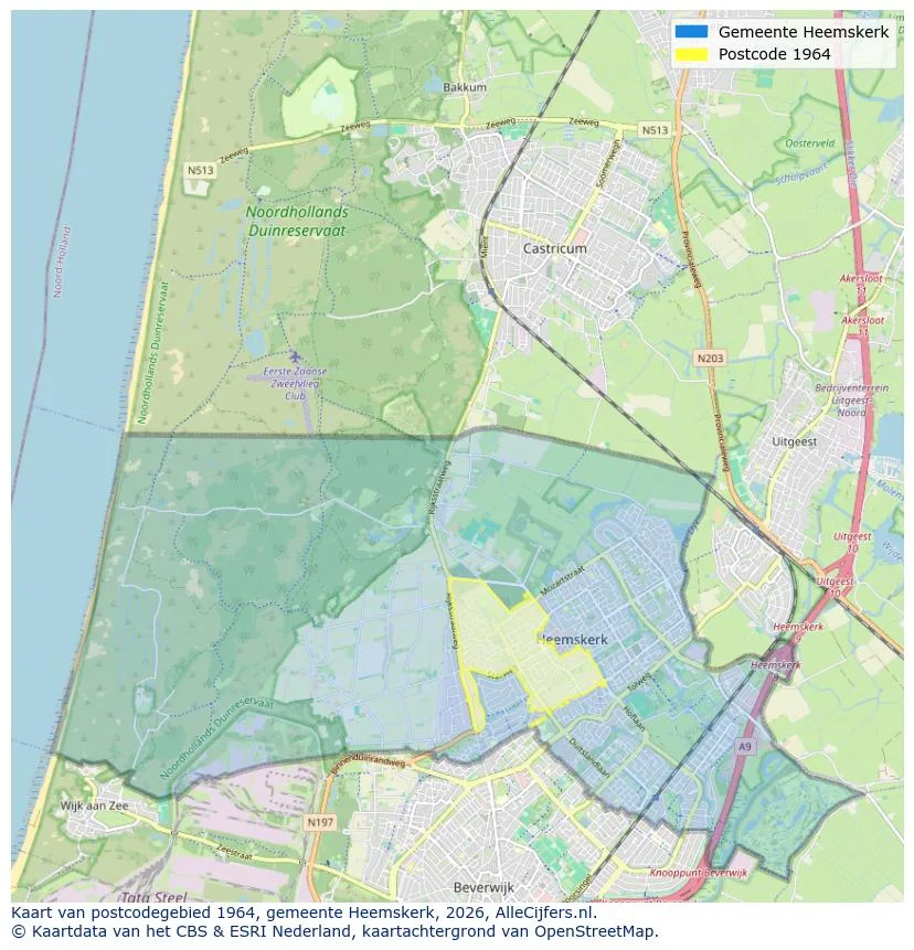 Postcode map for 1964