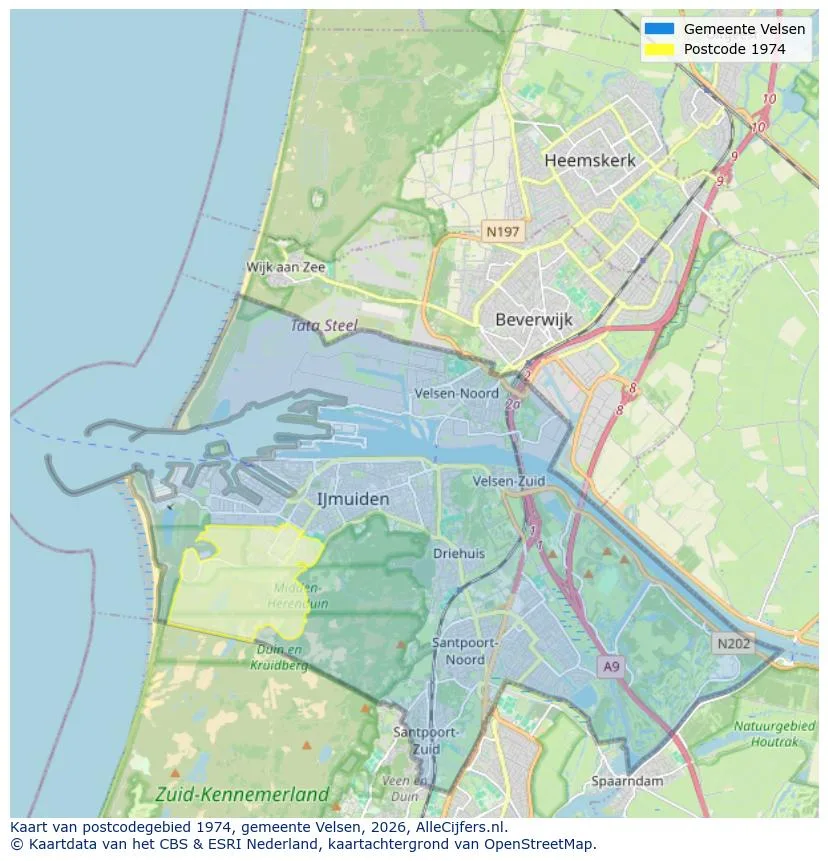 Mapa de códigos postales para 1974
