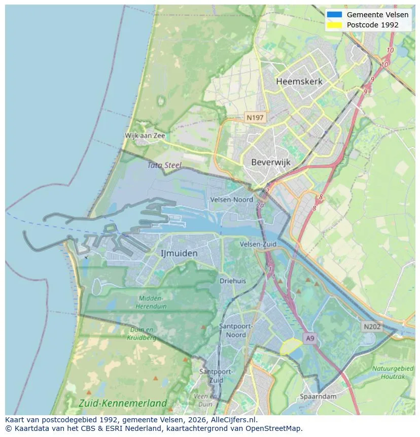 Mapa de códigos postales para 1992