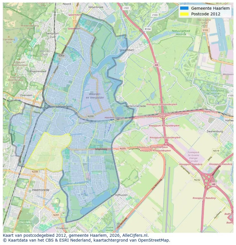 Postcodekaart voor 2012