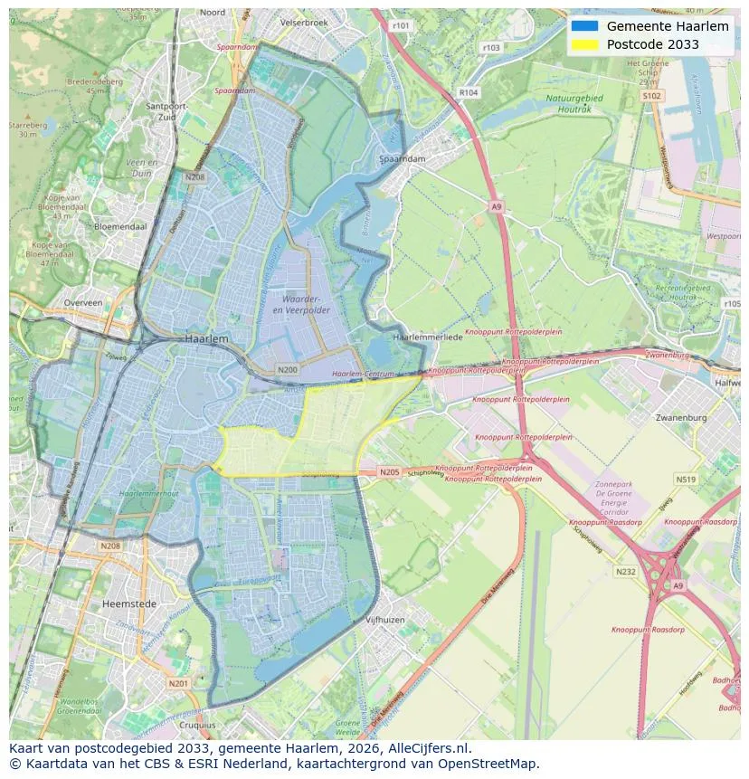 Postcode map for 2033