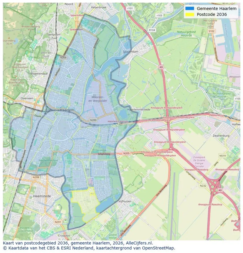 Postcodekaart voor 2036