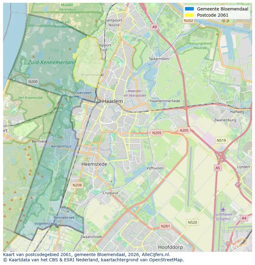 Postcodekaart voor 2061