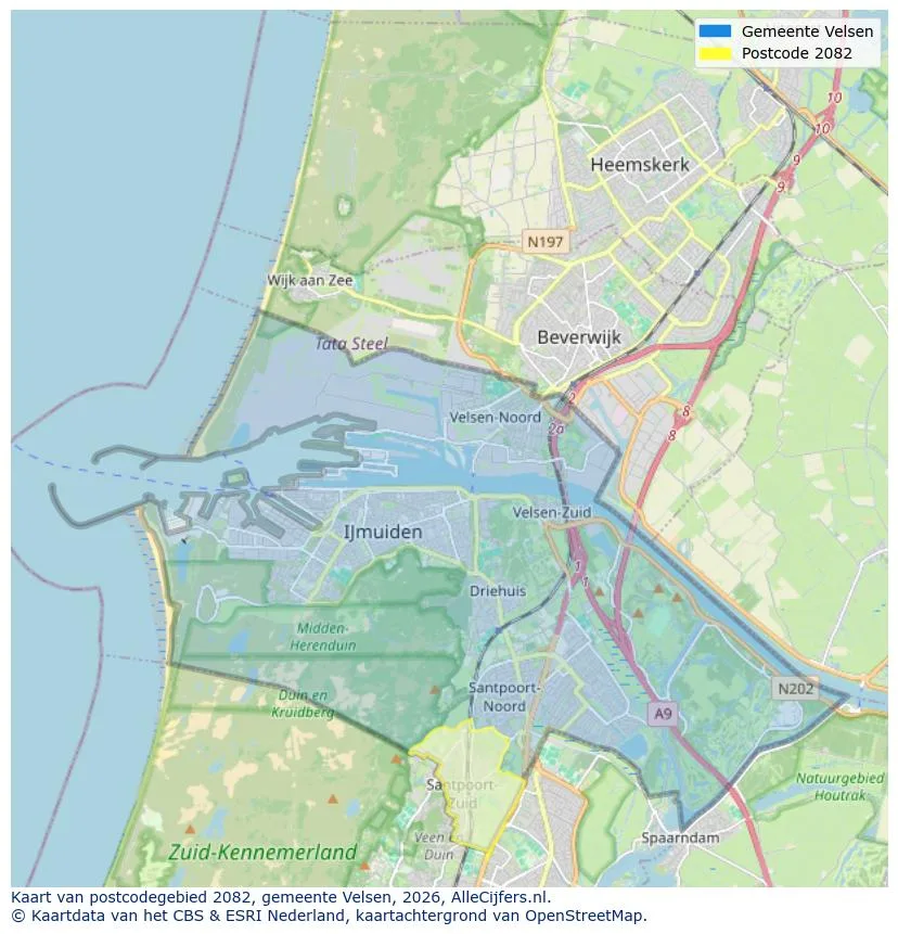 Postcodekaart voor 2082