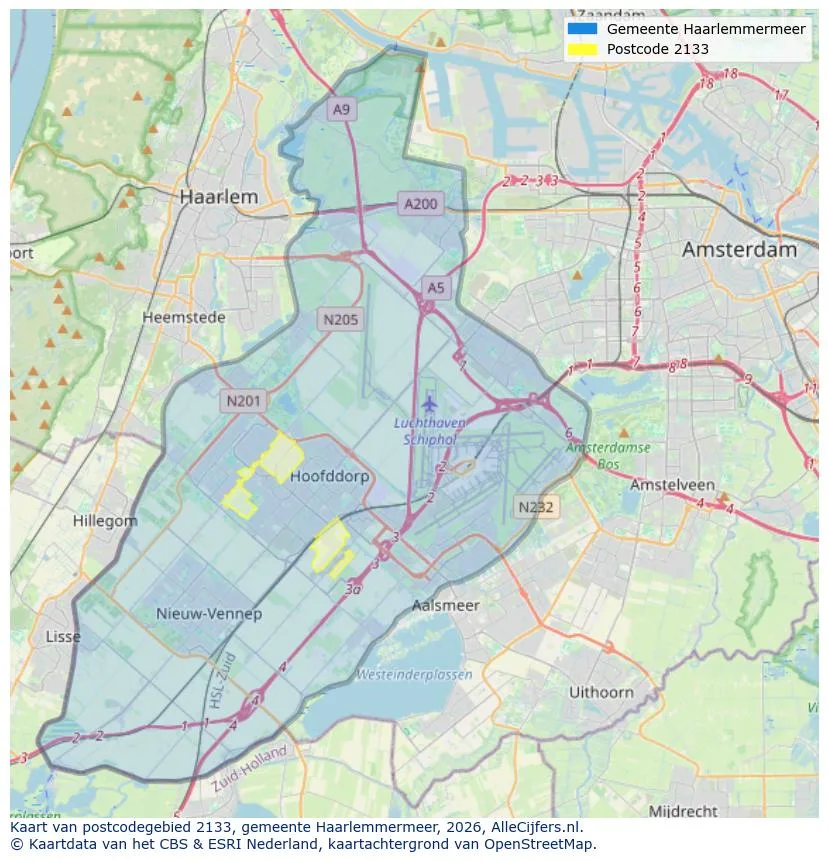 Postcodekaart voor 2133
