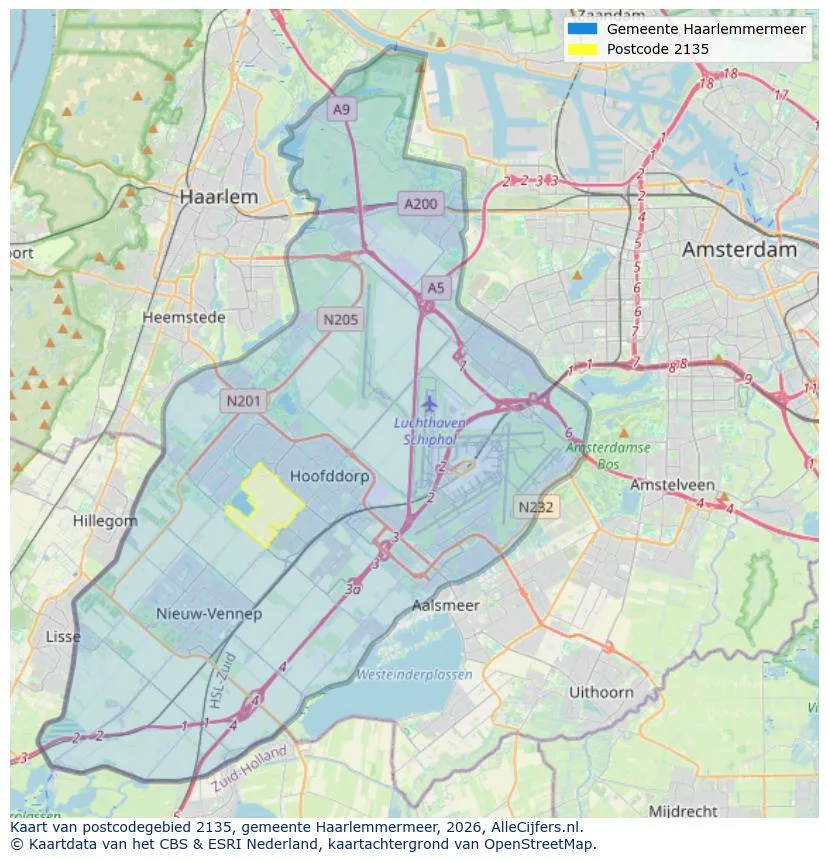 Mapa de códigos postales para 2135