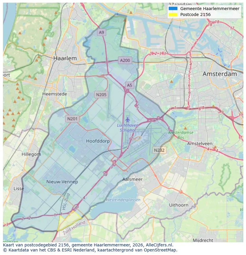 Postcodekaart voor 2156