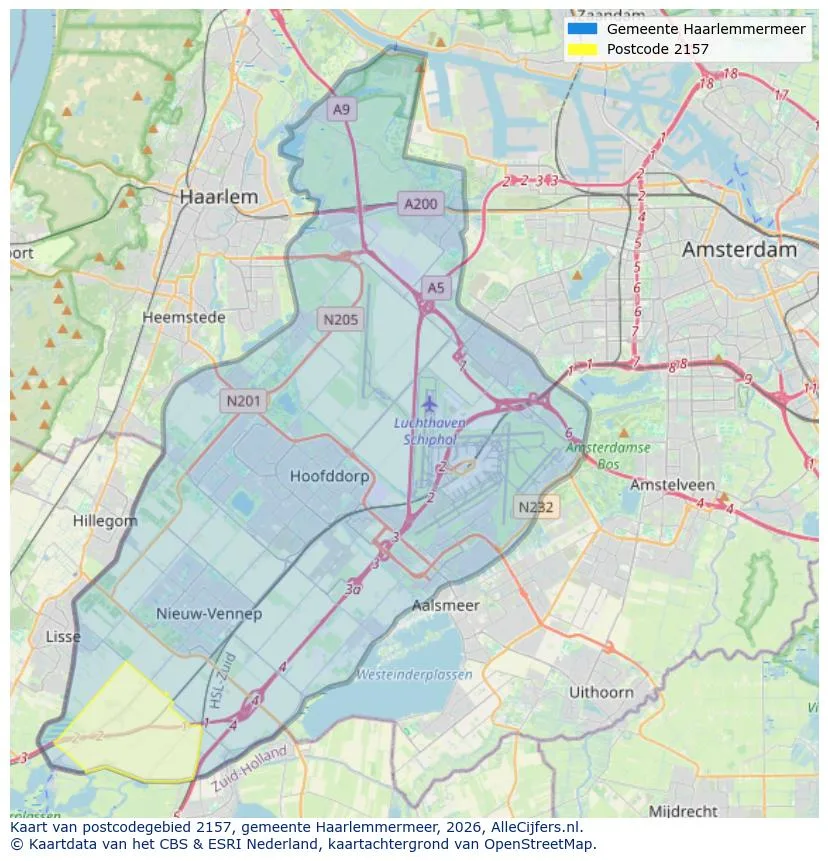 Mapa de códigos postales para 2157