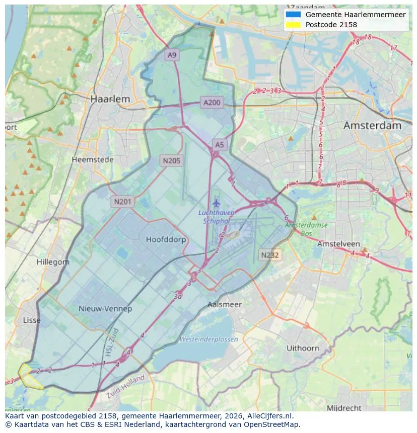 Postcodekaart voor 2158