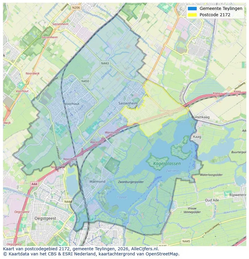 Postcodekaart voor 2172