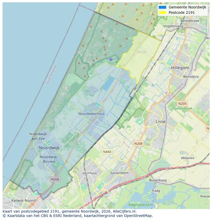 Postcodekaart voor 2191