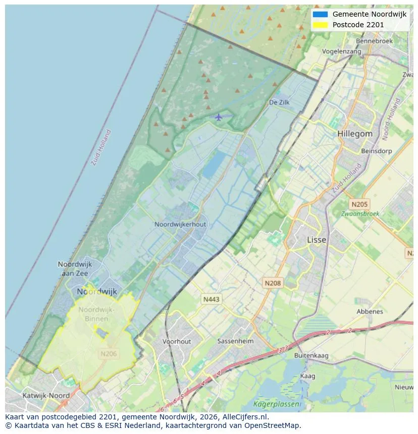 Postcodekaart voor 2201