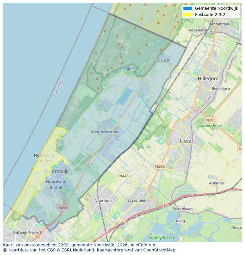 Postcodekaart voor 2202