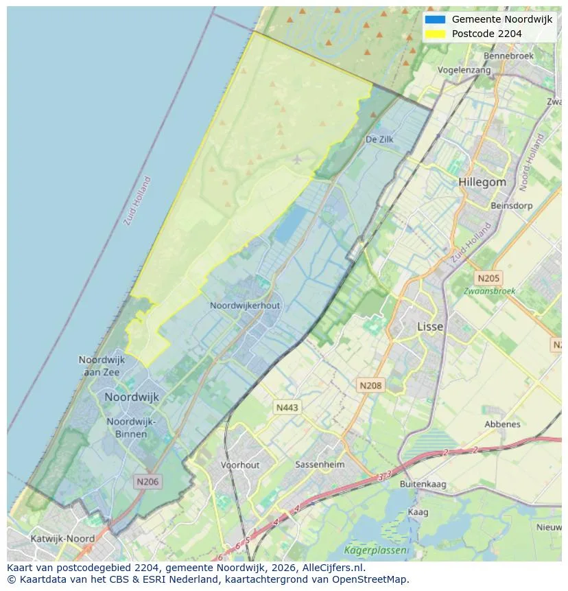 Postcodekaart voor 2204