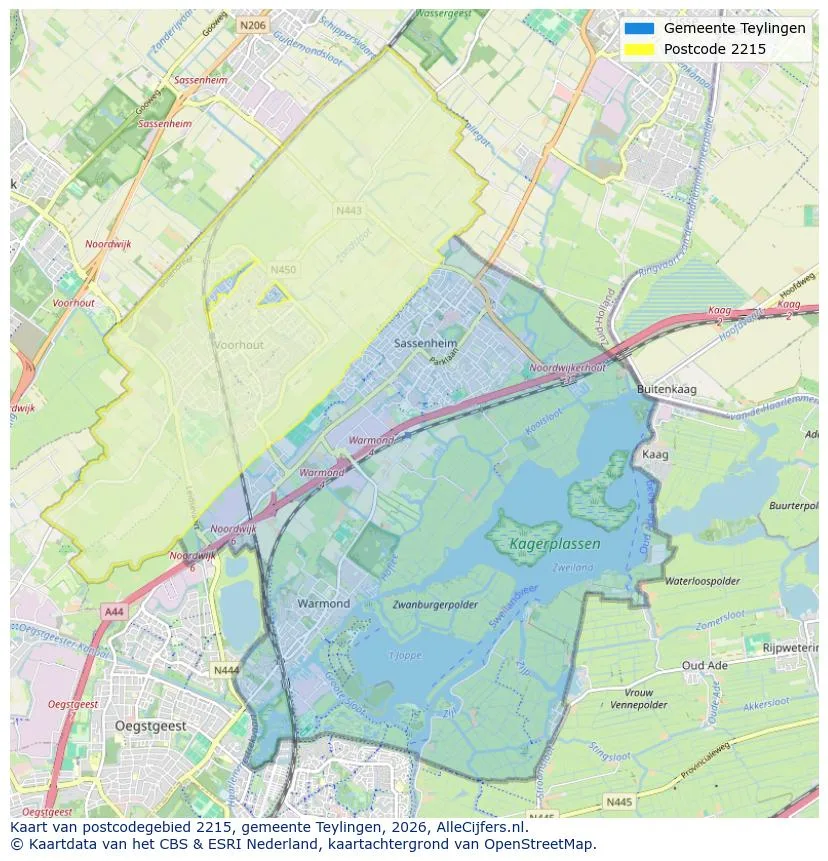 Postcodekaart voor 2215