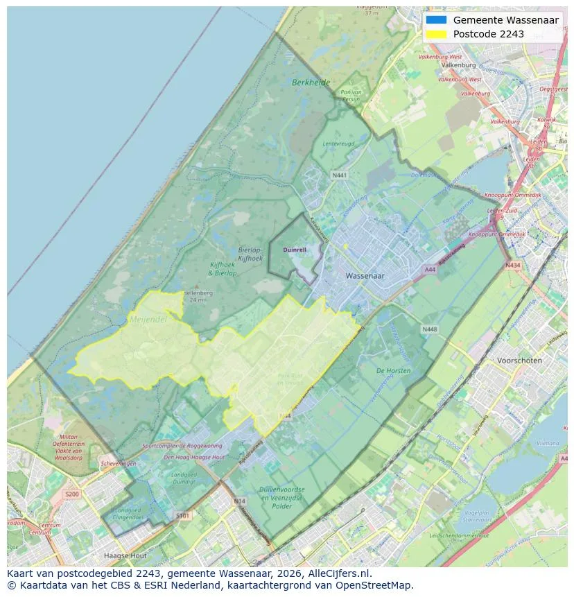 Postcodekaart voor 2243