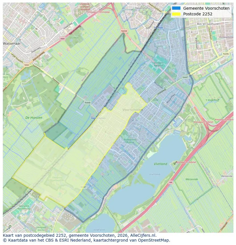 Postcodekaart voor 2252