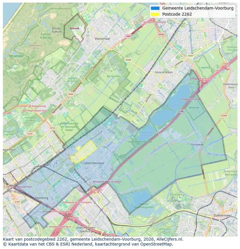 Postcodekaart voor 2262