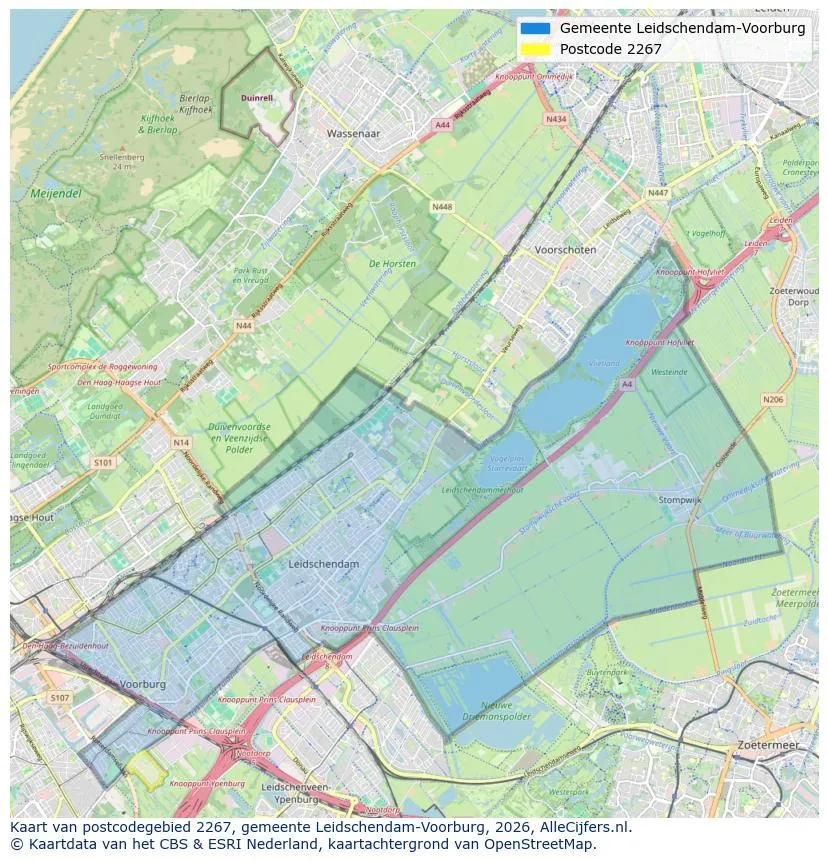 Postcodekaart voor 2267
