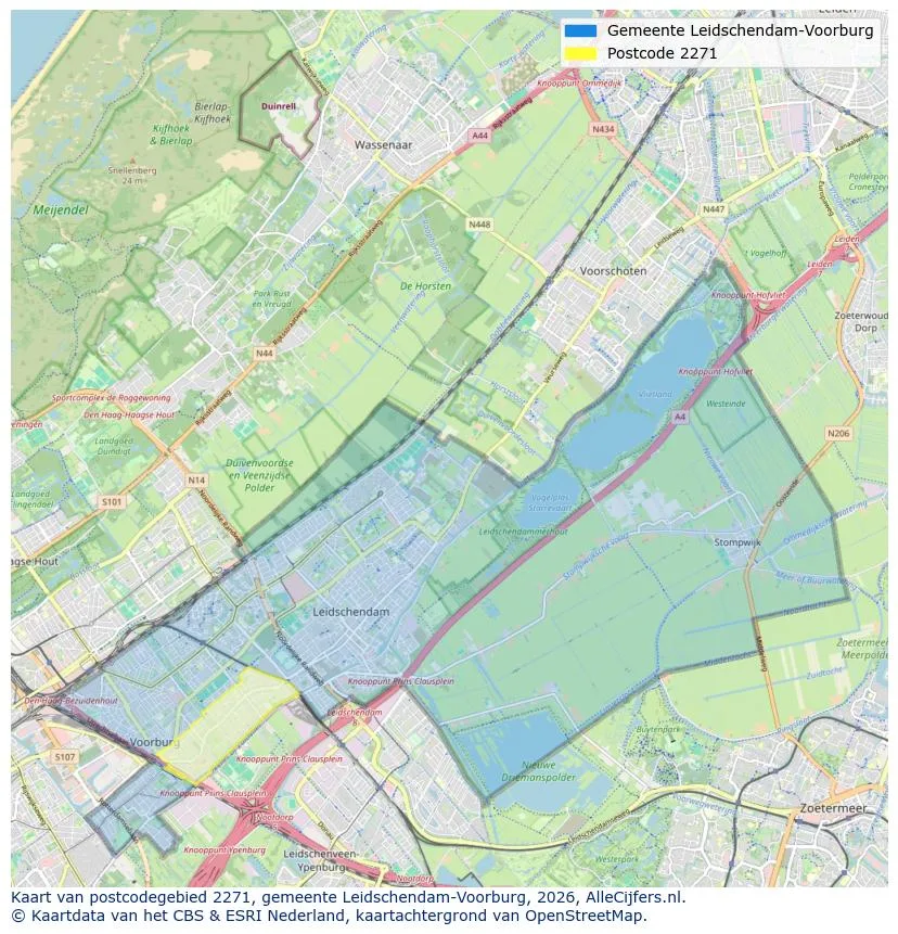 Postcodekaart voor 2271