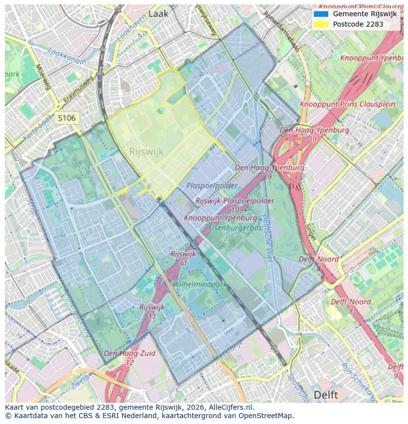 Postcodekaart voor 2283