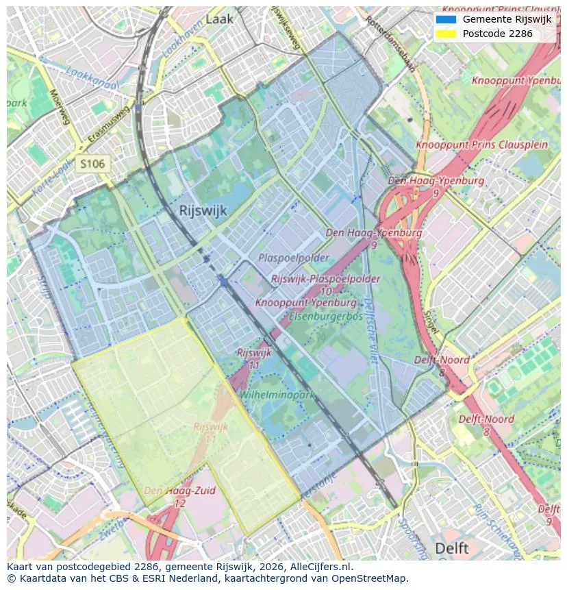 Postcodekaart voor 2286