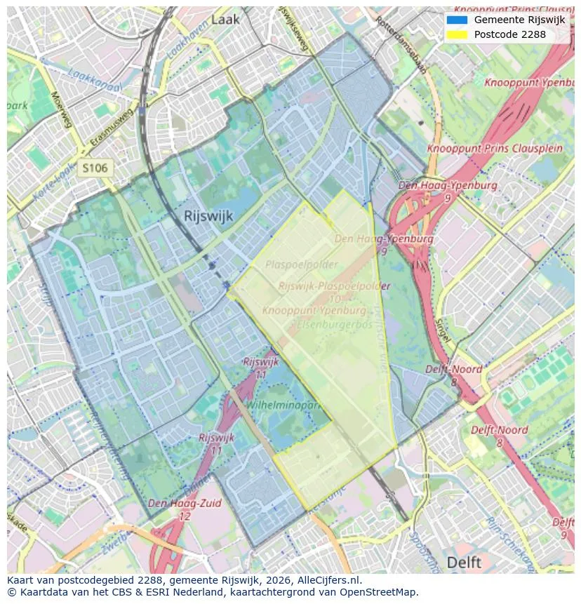Mapa de códigos postales para 2288