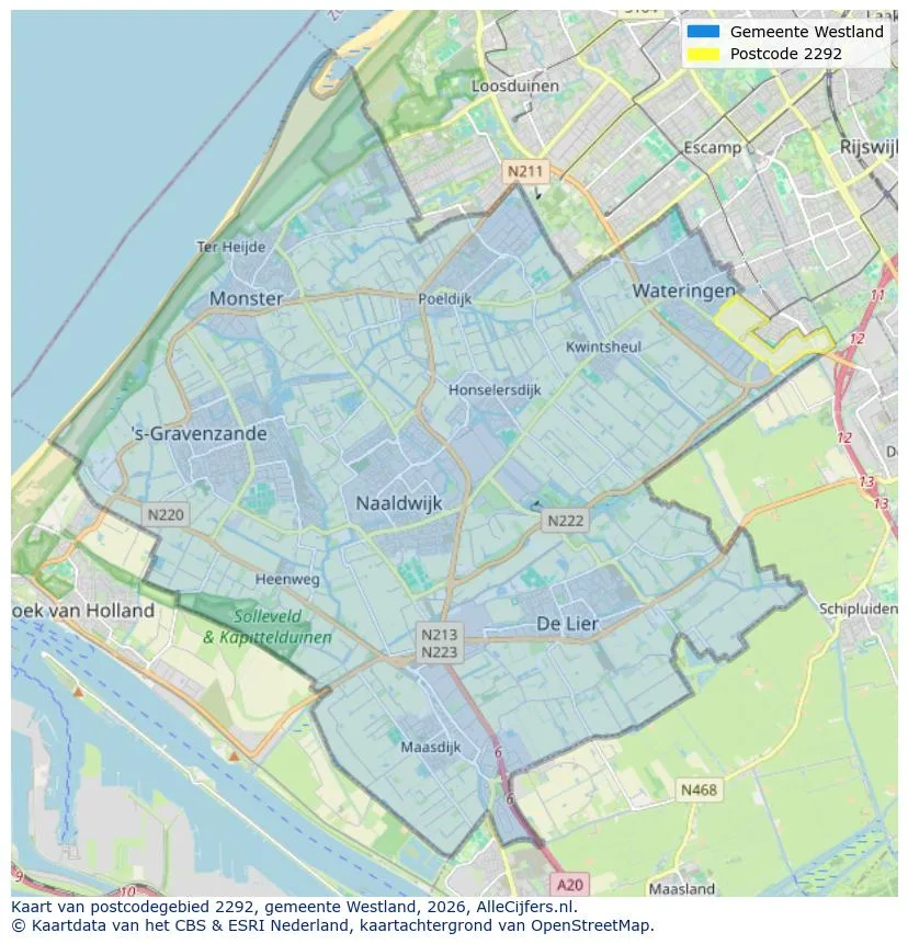 Mapa de códigos postales para 2292