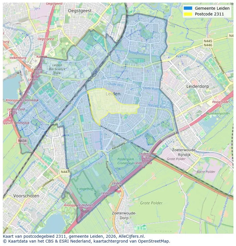 Postcodekaart voor 2311