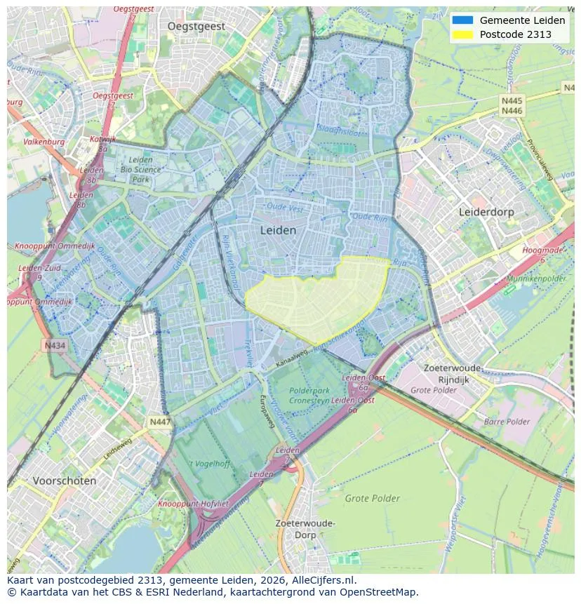 Postcodekaart voor 2313